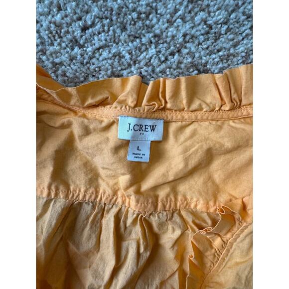 J. CREW Button up, sleeveless, ruffled blouse, women's Large; Lightweight cotton - Picture 3 of 8